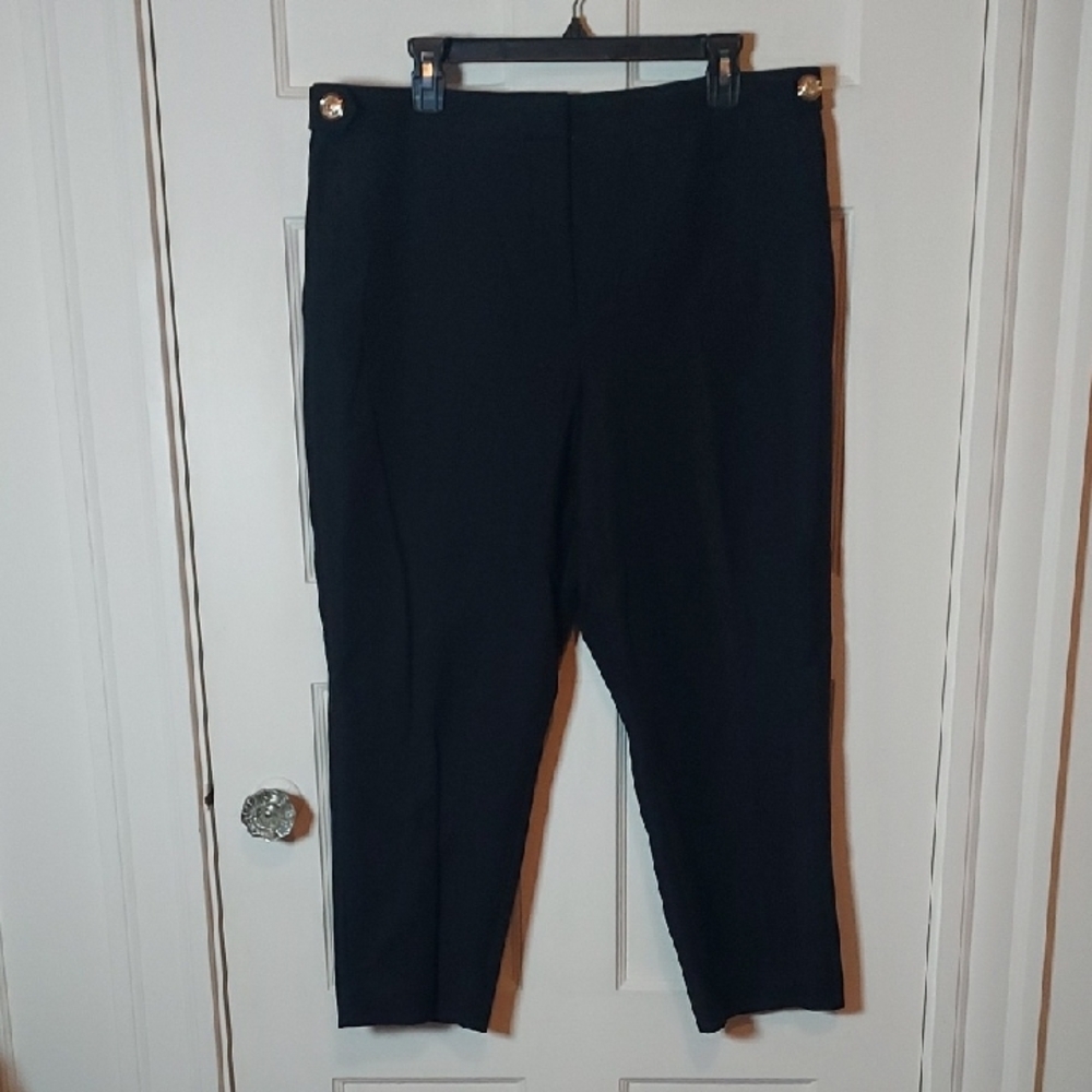 Ann Taylor Eva Ankle Pant Curvy Fit Petite Gold Buttons 16P